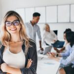 group of people at work showing relationships