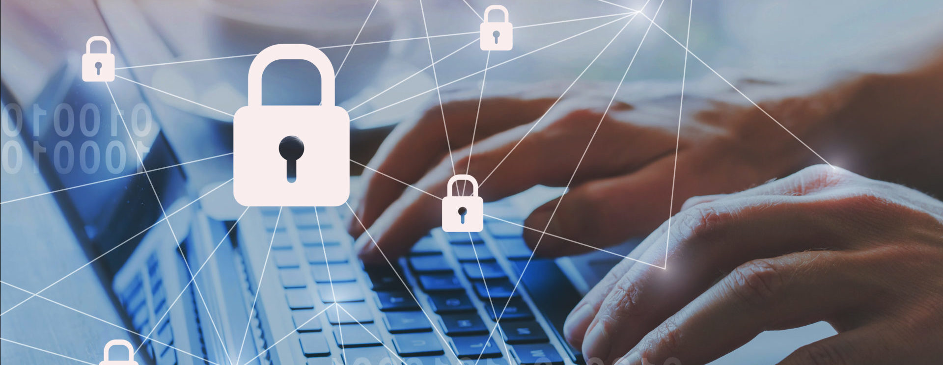 hands on keyboard working on cybersecurity